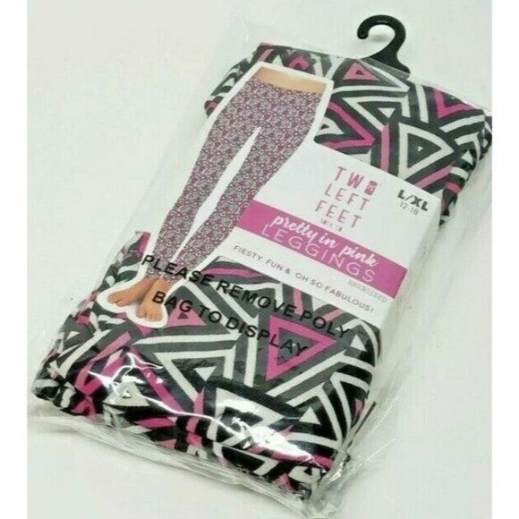 Womens Two Left Feet L/XL 12-18 Pretty In Pink LEGGINGS Energize Fiesty Fabulous - Picture 3 of 5